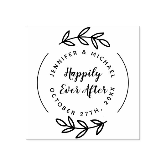 Tampons Encreurs Heureux Jamais après élégante main tiré Mariage (Impression)