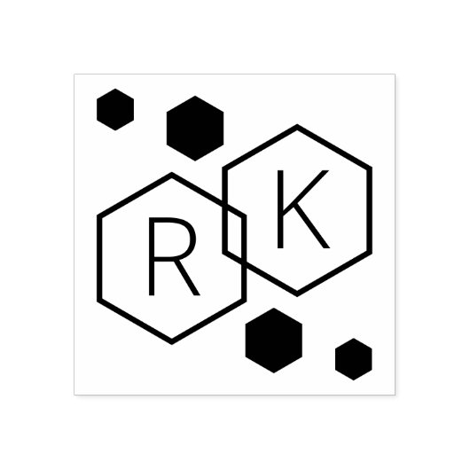 Tampons Encreurs Hexagones géométriques modernes mariage monogramme (Impression)