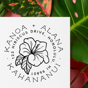 Tampons Encreurs Hibiscus hawaïen   Adresse de retour du couple mar