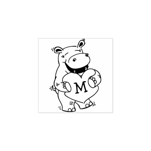 Tampons Encreurs Hippo Kid's mignon Valentine Monogramme initial (Impression)