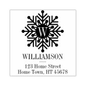 Tampons Encreurs Holiday Monogram Carré Snowflake Adresse de retour (Impression)