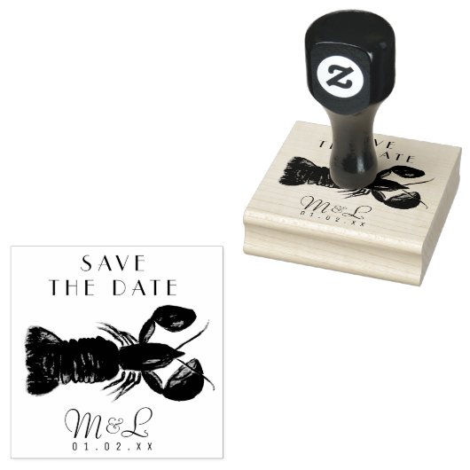 Tampons Encreurs Homard moderne Océan Enregistrer la date Design Ti (Tamponné)