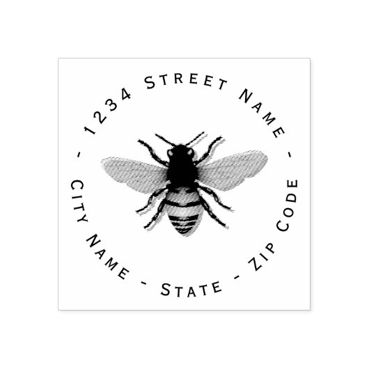 Tampons Encreurs Honey Bee Adresse de retour Timbre en caoutchouc (Impression)