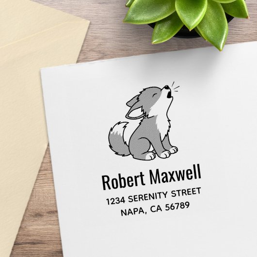 Tampons Encreurs Howling Gray Wolf Pup Address