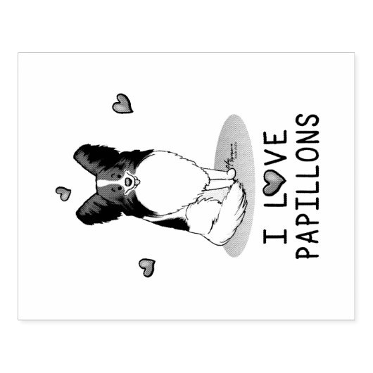 Tampons Encreurs I Love Papillons (blanc & noir) Coeurs Chiens mign (Impression)