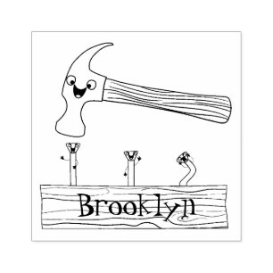 Tampons Encreurs Illustration de dessin mignon, marteau et ongles