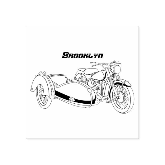 Tampons Encreurs Illustration de moto pourpre Sidecar (Impression)