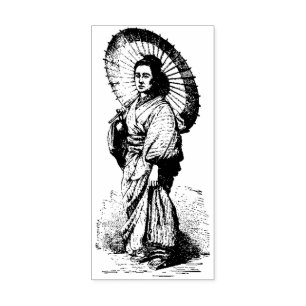 Tampons Encreurs Illustration des femmes japonaises vintages