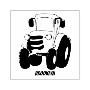 Tampons Encreurs Illustration du joli joyeux tracteur agricole vert