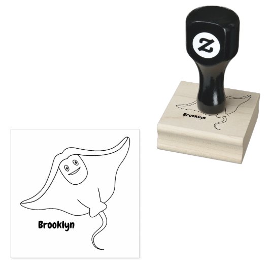 Tampons Encreurs Illustration d'une caricature de poisson stingray (Tamponné)