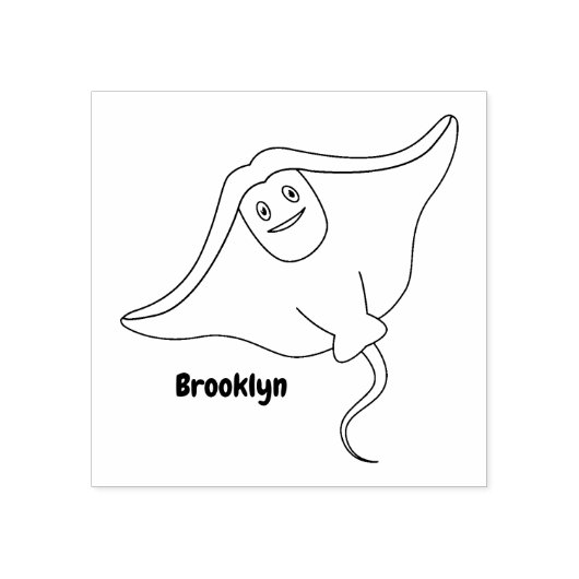 Tampons Encreurs Illustration d'une caricature de poisson stingray (Impression)