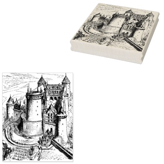 Tampons Encreurs Illustrations Vintages du château médiéval (Tamponné)