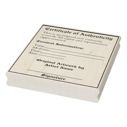 Tampons Encreurs Impression de l'authentification d'oeuvres personn (Tampon)