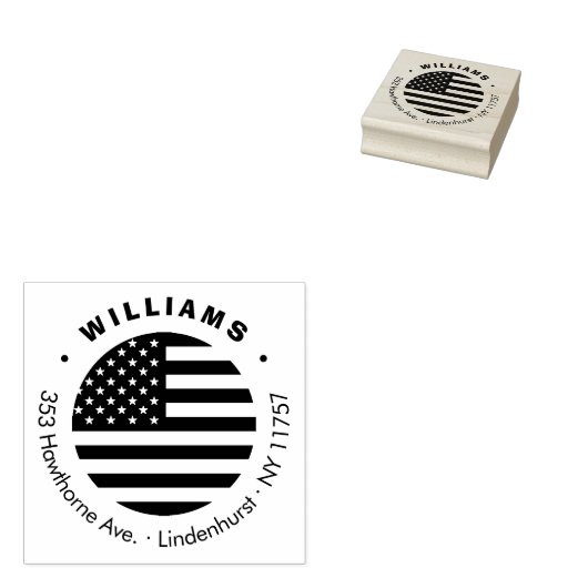 Tampons Encreurs Indicateur américain arrondi moderne Adresse de re (Tamponné)