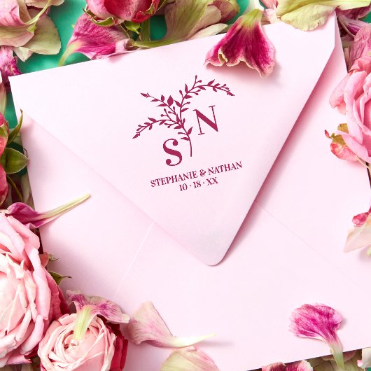 Tampons Encreurs Initiales botaniques chic Mariage Fleur sauvage mo