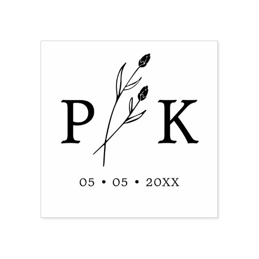 Tampons Encreurs Initiales de Mariage rustique branché Boho Fleur s (Impression)