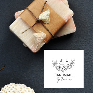 Tampons Encreurs Initiales de nom personnalisé Rustique Floral fait