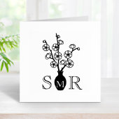 Tampons Encreurs Initiales du monogramme Sakura Cherry Blossom Vase