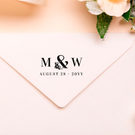 Tampons Encreurs Initiales et date Mariage de l'esperluide florale