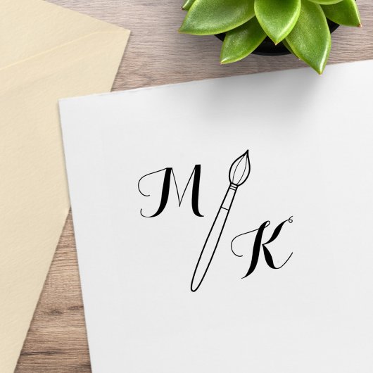 Tampons Encreurs Initiales simples de monogramme de pinceau
