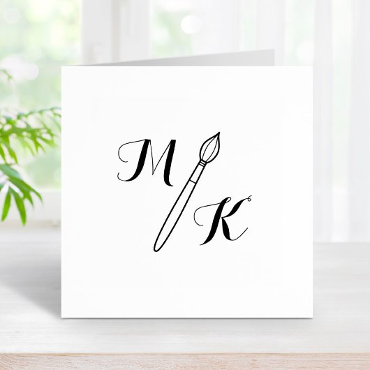 Tampons Encreurs Initiales simples de monogramme de pinceau