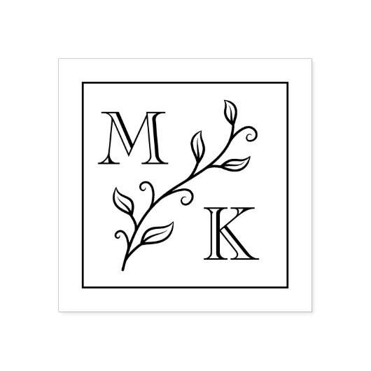Tampons Encreurs Initiales simples Plante Monogramme Mariage Couple (Impression)