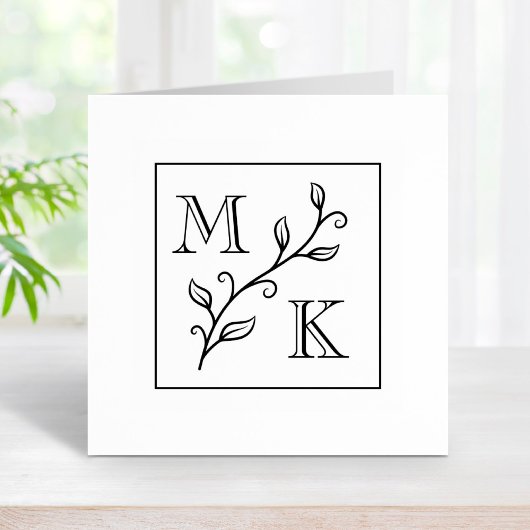 Tampons Encreurs Initiales simples Plante Monogramme Mariage Couple