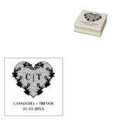 Tampons Encreurs Initials Sophisticated Wedding Lace Floral Heart (Tamponné)