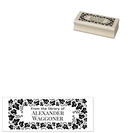 Tampons Encreurs Ivy Feuille Frame "From the library of" Nom du liv (Tamponné)