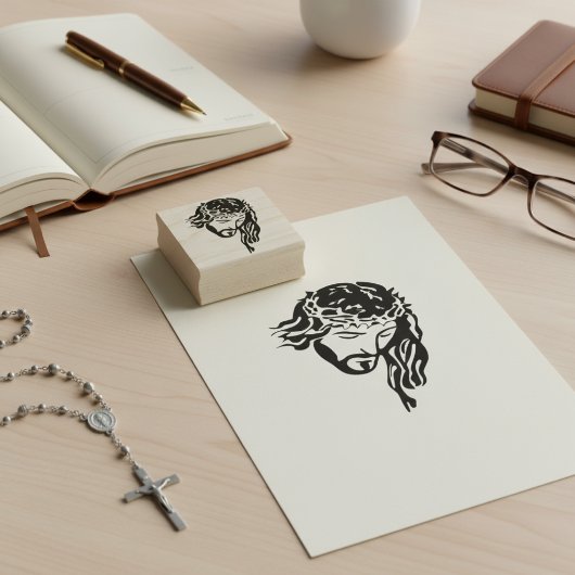 Tampons Encreurs Jésus Couronne d'épines Bois d'art Timbre en caout
