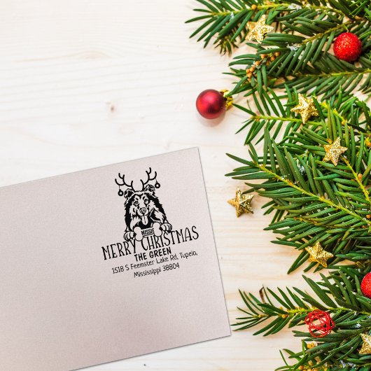Tampons Encreurs Joli chien Joyeux Noël Adresse de retour