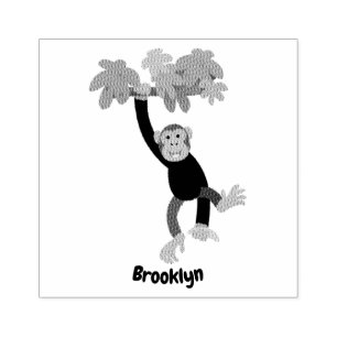 Tampons Encreurs Joli chimpanzé dans la jungle suspendu dessin anim