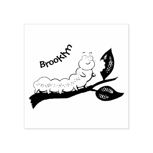 Tampons Encreurs Joli dessin animé de chenille verte mignonne (Impression)