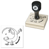 Tampons Encreurs Joli gecko vert salutations avec dessin animé (Tamponné)