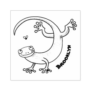 Tampons Encreurs Joli gecko vert salutations avec dessin animé