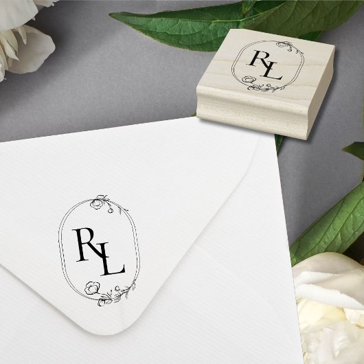 Tampons Encreurs Joli Mariage Floral Initiales Monogrammes