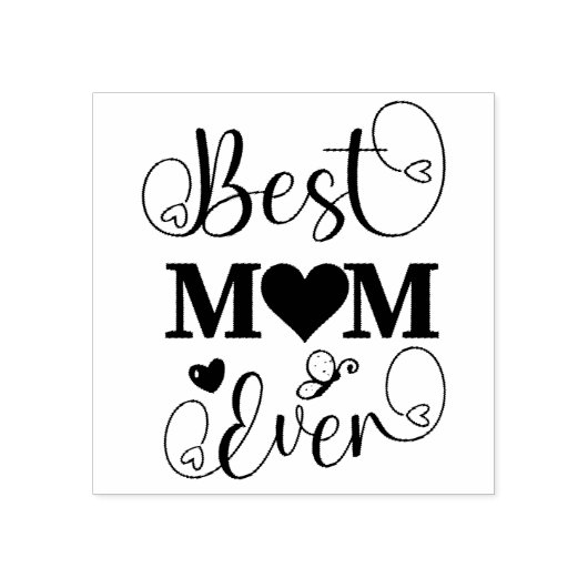 Tampons Encreurs Joli meilleur maman jamais Typographie Script (Impression)