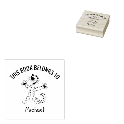 Tampons Encreurs Joli Tigre Drôle Ce livre appartient à Nom (Tamponné)