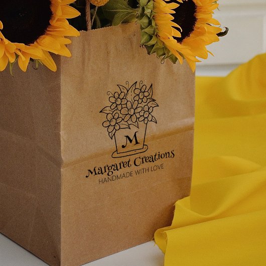 Tampons Encreurs Joli Vase Fleur Personnalisé Fait À La Main Avec A