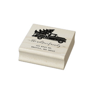 Tampons Encreurs Jolie Arbre de Noël Camion Vintage Adresse de reto