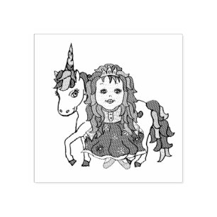 Tampons Encreurs Jolie princesse et licorne
