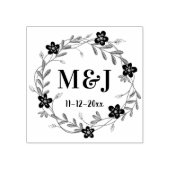 Tampons Encreurs Jolies Fleurs Monogrammes et Date Mariage personna (Impression)