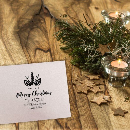 Tampons Encreurs Jote Joyeux Noël Unicorne Adresse de retour
