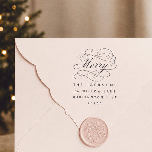 Tampons Encreurs Joyeuse Calligraphie Noël Famille Adresse de Retou