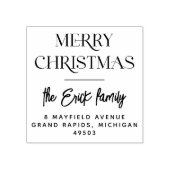 Tampons Encreurs Joyeuse typographie de Noël avec nom et adresse (Impression)