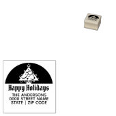 Tampons Encreurs Joyeuses fêtes Noël arbre de retour adresse (Tamponné)