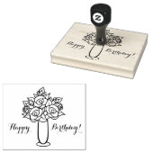 Tampons Encreurs Joyeux Anniversaire, Vase Rose, Timbre en caoutcho (Tamponné)