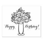 Tampons Encreurs Joyeux Anniversaire, Vase Rose, Timbre en caoutcho (Impression)