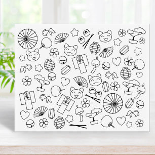Tampons Encreurs Joyeux Doodles du Japon Kawaii Page de coloriage d