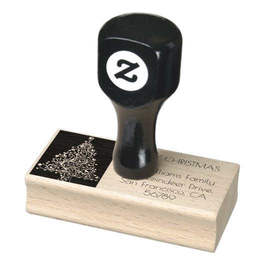 Tampons Encreurs Joyeux Noël Arbre Typographie noir et blanc (Tampon)